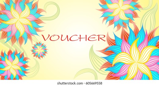 Gift voucher template with flowers. Business floral card template. Abstract background. Concept for boutique, jewelry, floral shop, beauty salon, spa, fashion, flyer banner design. - Powered by Shutterstock