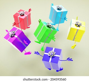 Giftboxes Celebration Representing Cheerful Present And Giving