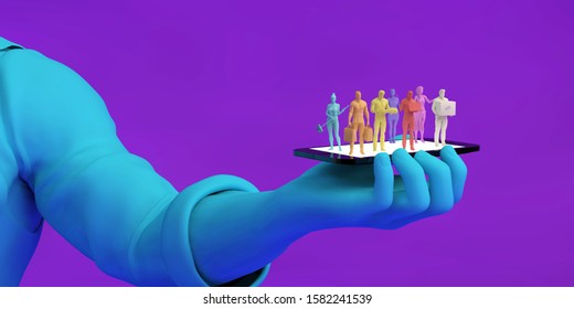 Gig Economy Workers Joining The Online Workforce 3D Illustration Render