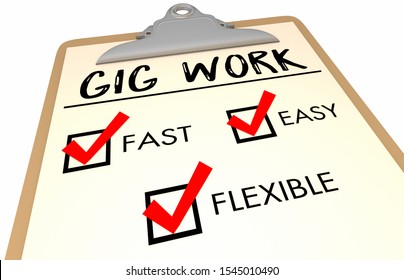 Gig Work Checklist Fast Easy Flexible 3d Illustration