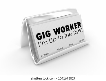 Gig Worker Up To The Task Business Cards 3d Illustration