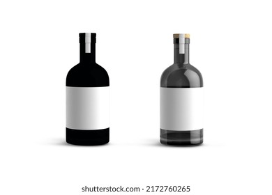 Gin Bottle With Empty Label Mockup Isolated On White Background. 3d Rendering.