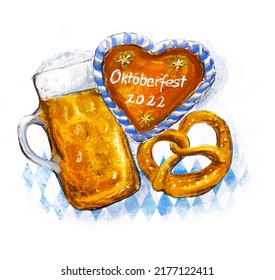 Gingerbread Heart Oktoberfest 2022 With Beer Mug And Pretzel