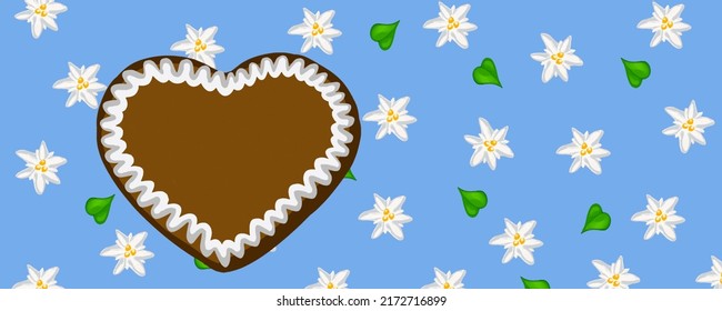 Gingerbread heart Oktoberfest with edelweiss