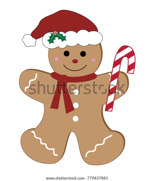 Gingerbread Man Candy Cane Stock Illustration 779837881