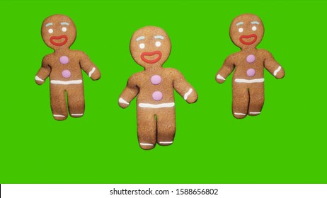 The Gingerbread Man Is Dancing A Christmas Dance. The Concept Of The Celebration. 3D Rendering.