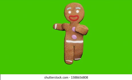 The Gingerbread Man Is Dancing A Christmas Dance. The Concept Of The Celebration. 3D Rendering.