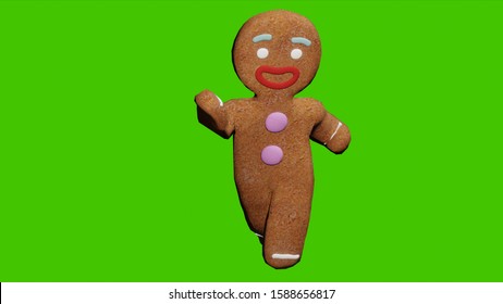 The Gingerbread Man Is Dancing A Christmas Dance. The Concept Of The Celebration. 3D Rendering.