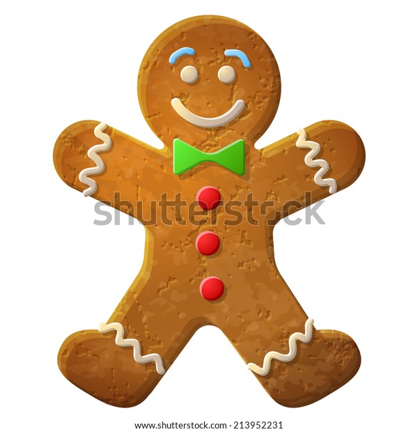 Gingerbread Man Decorated Colored Icing Holiday Stock Illustration ...