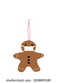 Gingerbread Man With A Face Mask For COVID-19 Christmas Decoration
