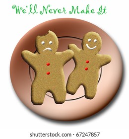 Gingerbread Man With Missing Bite Humorous Illustration