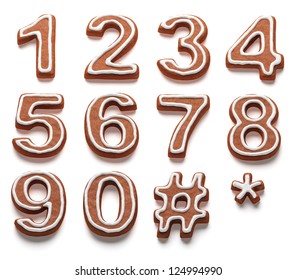 Gingerbread Numbers Isolated With Clipping Path