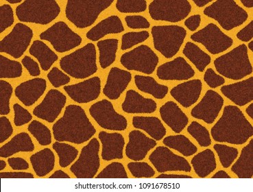 Giraffe Fur Skin Seamless Pattern, Carpet Giraffe Hairy Print Background, Brown And Yellow Texture, Look Smooth, Fluffly And Soft, Using Brush Photoshop To Design The Graphic.