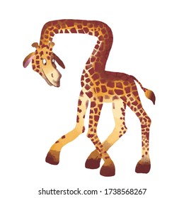 Giraffe auf weißem Hintergrund. Ein süßes afrikanisches Tier. Illustration für Kinder, Druck. Clipart