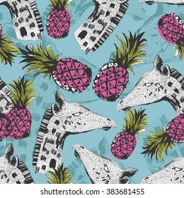 Giraffe Pattern With Pineapple