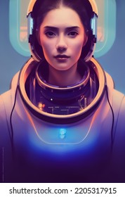 The Girl In The Astronaut Suit Is About To Go Into Space, 3D Illustration.