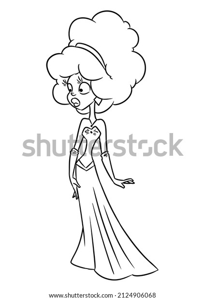 Girl beautiful dress chiton Greek woman illustration\
cartoon contour\
line