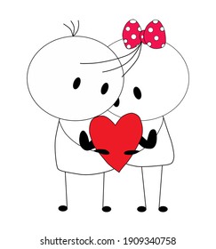 Girl Boy Holding Heart Stock Illustration 1909340758 | Shutterstock