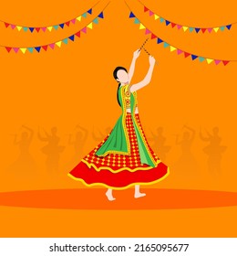 Girl Dancing Traditional Navratri Festival Stock Illustration ...