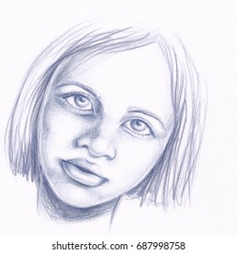 Girl Face Pencil Sketch.