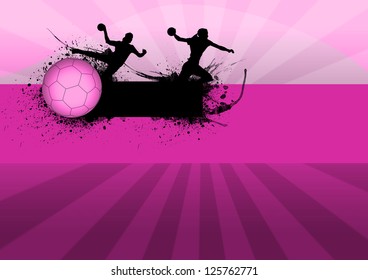 Girl Handball Sport Poster Background With Space