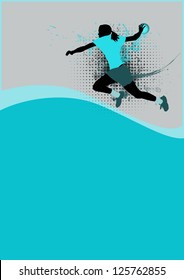 Girl Handball Sport Poster Background With Space