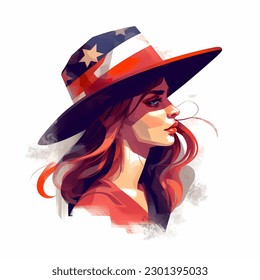 girl in hat with american flag, independence day - Powered by Shutterstock