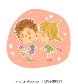 Girl Kissing Boy On The Cheek