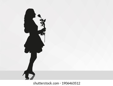 Girl with large bouquets of flowers
