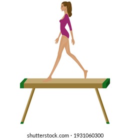 Girl On Gymnastic Beam Isolated On Stock Vector (Royalty Free) 1660416721