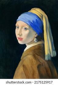 Girl with a Pearl Earring. oil painting