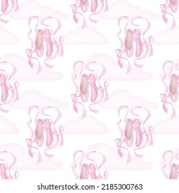 Girl Pink Dance Pointes Wallpaper. Ballet Shoes Girl Seamless Pattern. 