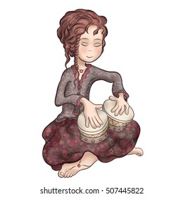 Girl Playing Bongos