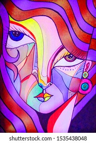 Girl Portrait Beauty Woman Cubism Illustration Stock Illustration ...