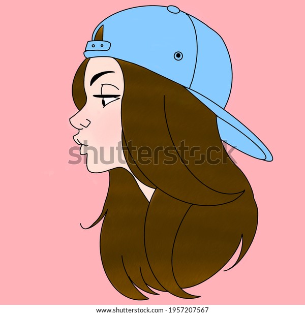 Girl Profile Image Cartoon Illustration Drawing Stock Illustration ...