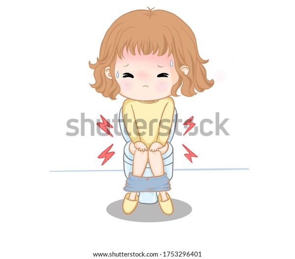 Girl Sitting On Toilet Constipation Normal Stock Illustration 1753296401