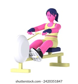 Girl Sport Rowing Machine Workout Fitness  - Powered by Shutterstock