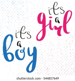 It's a girl. This is a boy. Hand lettering. calligraphy. For your design - Shutterstock ID 544857649
