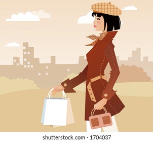 Girl walking with packages - Powered by Shutterstock