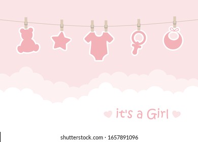 its a girl welcome greeting card for childbirth illustration - Powered by Shutterstock