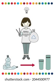 A Girl Who Volunteers To Pick Up Trash (image Of Inspiration Such As Ideas For Trash Reduction)