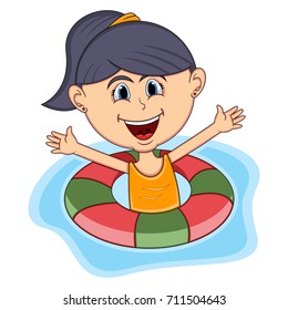 Girls Swim Cartoon Stock Illustration 711504643 | Shutterstock