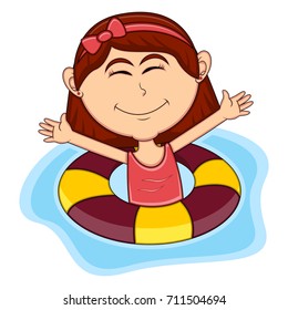 Girls Swim Cartoon Vector Illustration Stock Vector (Royalty Free ...