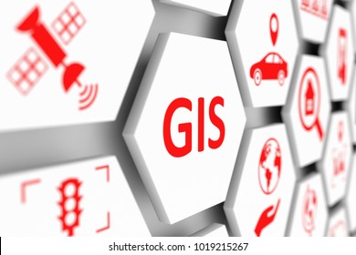 GIS Concep Cell Blurred Background 3d Illustration