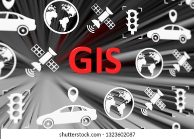 GIS Concept Blurred Background 3d Render Illustration