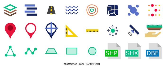 GIS Geographic Information Systems Map Icons Set