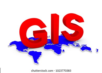 GIS World Map Conceptual White Background 3d Illustration