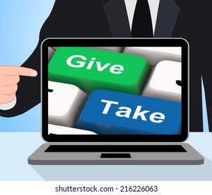 Give Take Computer Showing Generous And Selfish