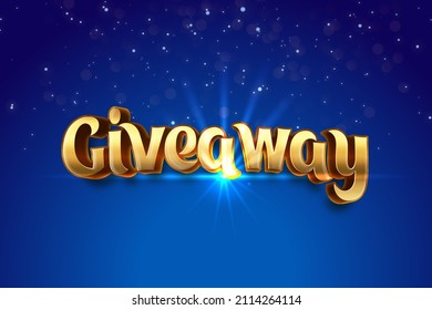 Giveaway magical golden oriental text isolated on blue shiny background. Night and magical theme with lens flare lighting effect. Stars, shining sun | jpg, png, eps, pdf, ico, svg, webp, cdr, ai