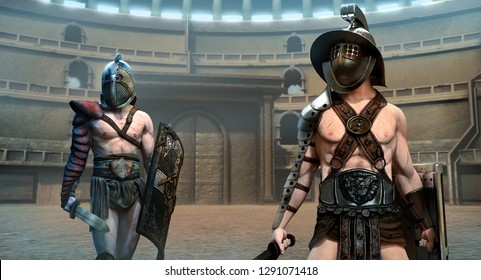 Gladiator Arena Scene 3D Illustration